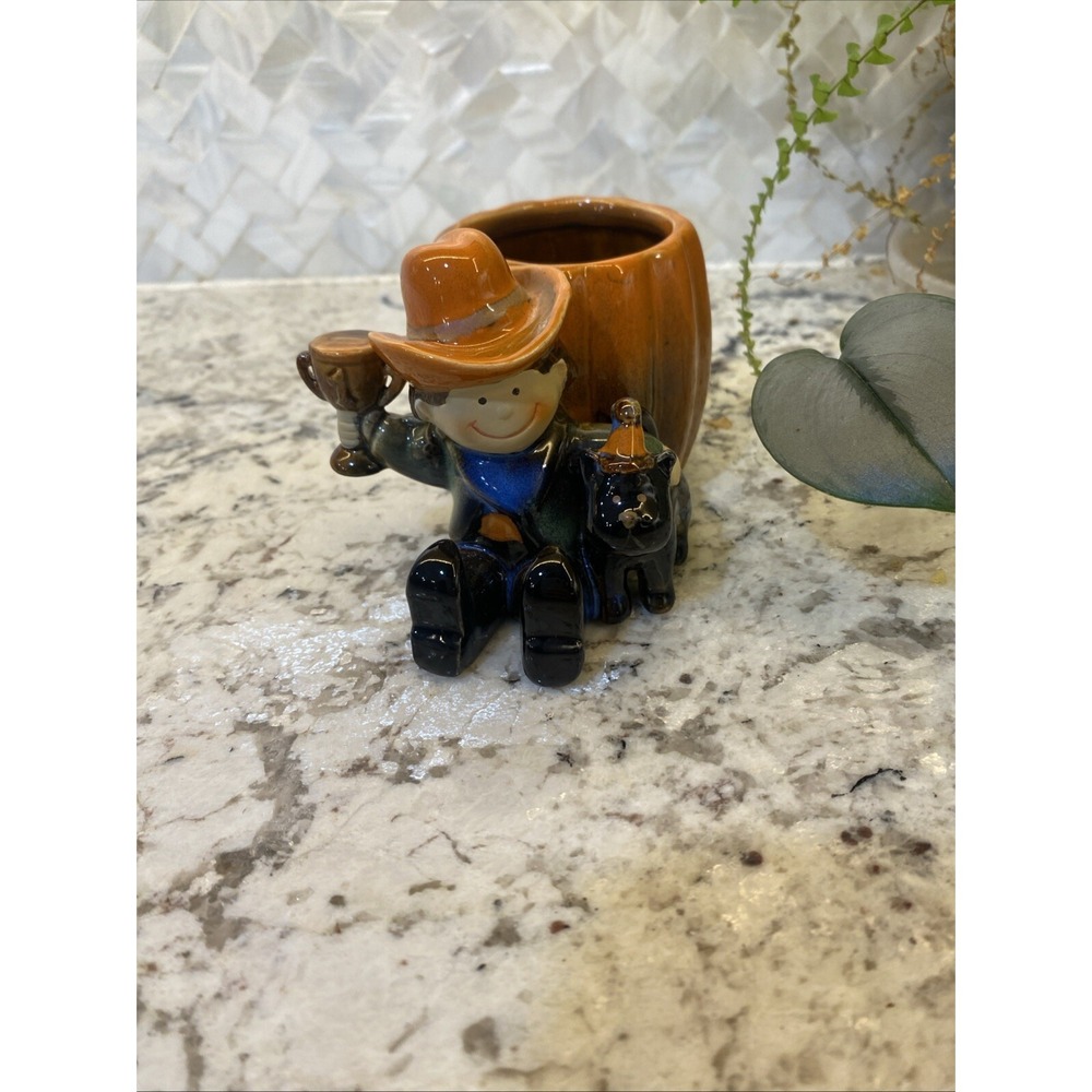 Yankee Candle HALLOWEEN KIDS Cowboy Black Cat Pumpkin Votive Holderβ Retired
